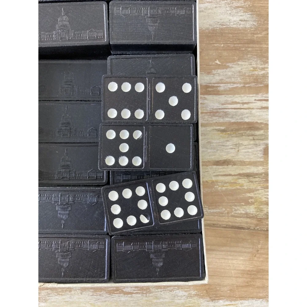 Vintage Halsam double nine Capitol Dominoes complete nice original box